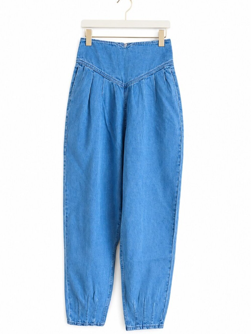 Missguided Tall High Waisted Corset Pleated Balloon Jeans Light Wash Size 6 - Picture 3 of 10